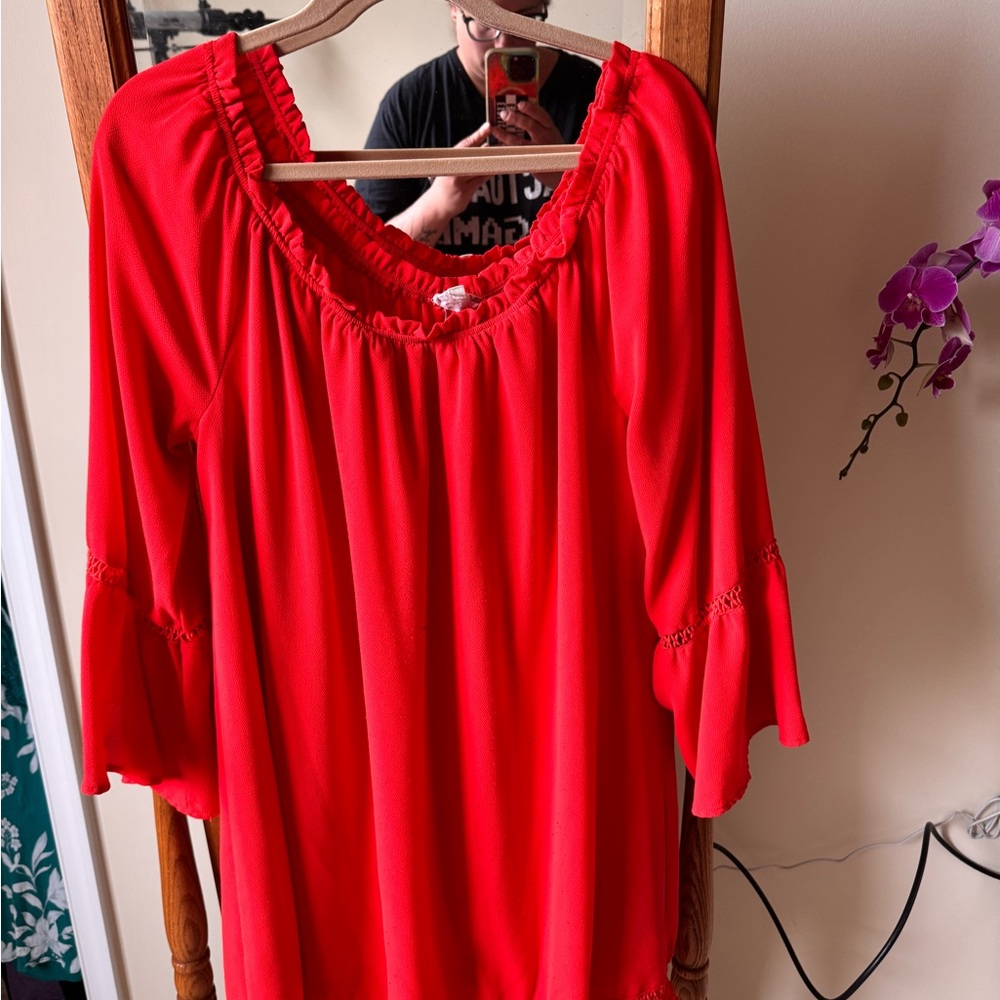 Blood Orange Midi Dress with Lace Bottom
